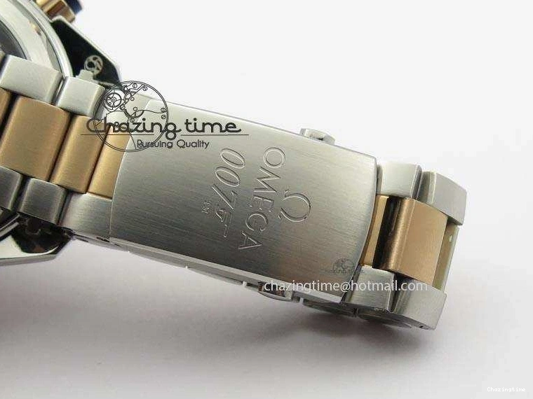 0320 FlexibleFit Seamaster Professional Chrono SS RG Blue Ceramic Blue Dial On SS RG Bracelet A 8211